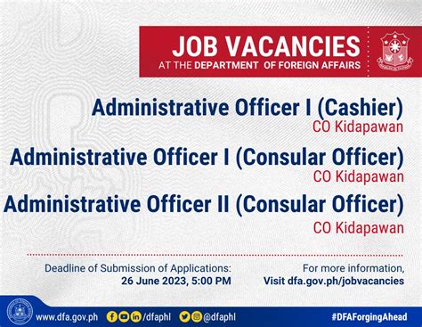 JOB VACANCY ALERT‼️‼️ Visit http://dfa.gov.ph  .